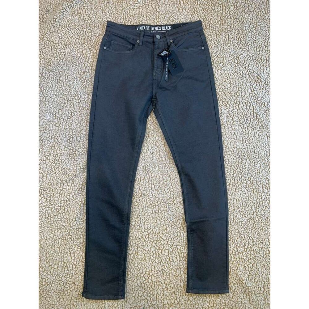 VGB Vintage Genes Black Slim Fit Jeans Gray Stretch W30 L30 NWT Men Denim Pants